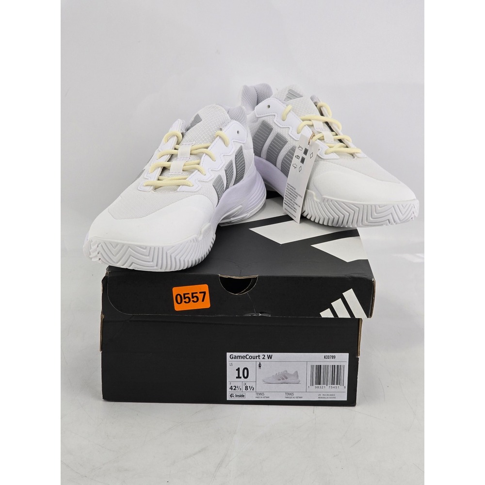 Adidas GameCourt 2 W Tennis Shoes Women Size 10 White Silver KI0789 - New
